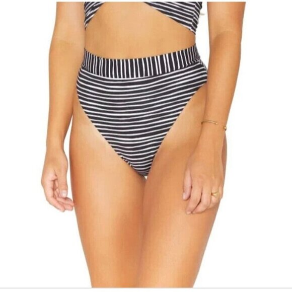 Hurley Other - Hurley Striped Bikini Swim Bottom Size L Black White Reversible